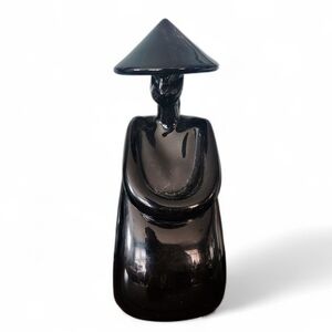 ARCHIMEDE SEGUSO MURANO Glass Chinese Figurine Chinese Kneeling Black